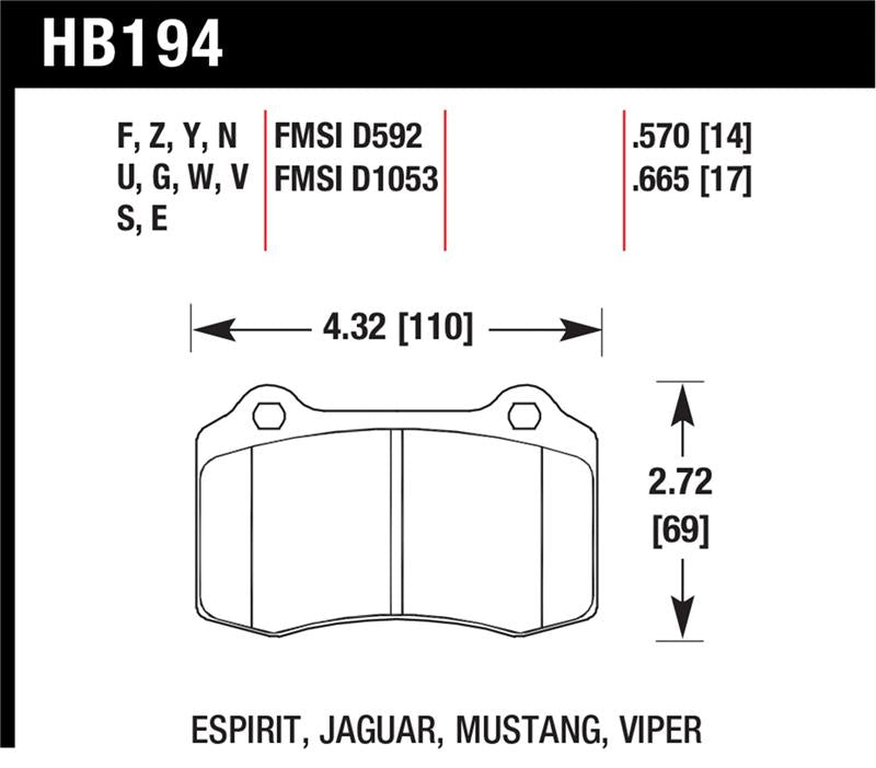 Hawk 2005-2005 Volvo S40 I HPS 5.0 Rear Brake Pads