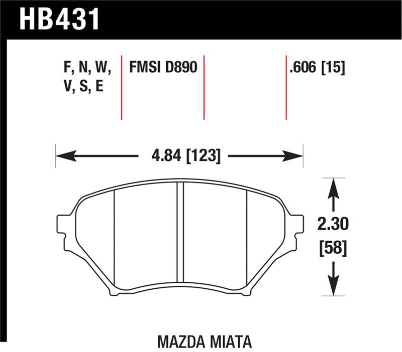 Hawk 01-05 Miata w/ Sport Suspension HPS Street Front Brake Pads D890