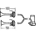 Hella Twin Trumpet Horn Kit 12V 240W 795-800Hz 118dB