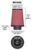 K&N Filter Universal Rubber Filter 3.25 Flange 5.5 Base 4.6875 Top 8 Height