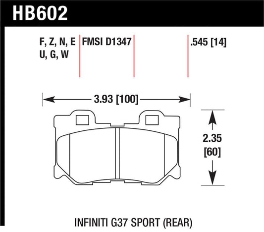 Hawk Infiniti G37 Sport HP+ Street Rear Brake Pads