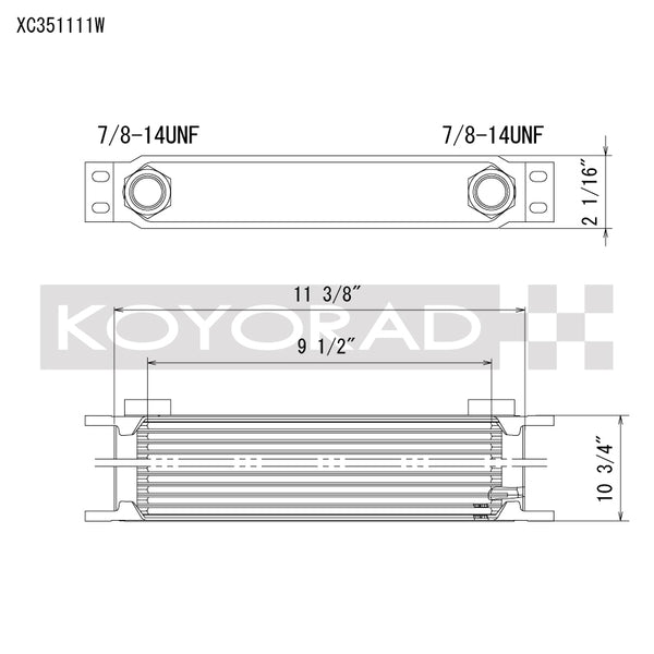 Koyo 35 Row Oil Cooler 11.25in x 11in x 2in (-10AN ORB provisions)