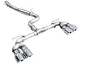 AWE Tuning MK8 Volkswagen Golf R 3in Track Edition Quad Exhaust - Chrome Silver Tips