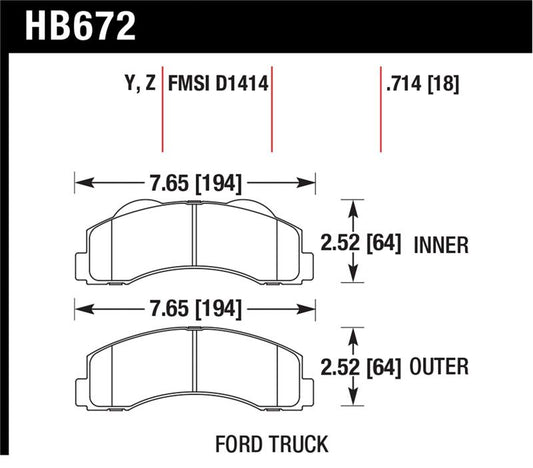 Hawk 10-11 Ford Expedition/F-150 SVT Raptor / 10-11 F-150 Performance Ceramic Front Street Brake Pad