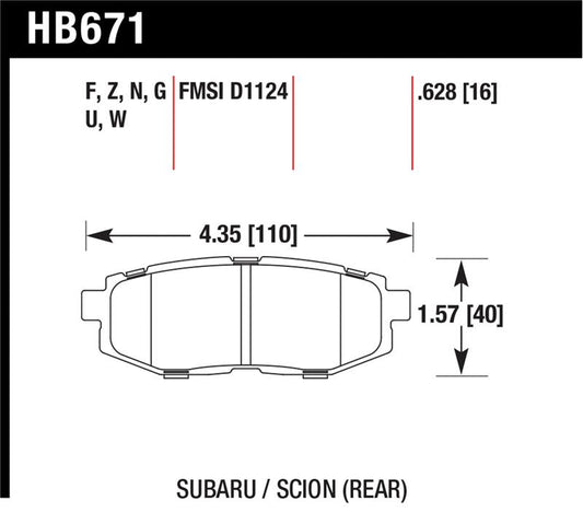 Hawk 13 Scion FR-S / 13 Subaru BRZ/10-12 Legacy 2.5 GT/3.6R HP Plus Street Rear Brake Pads