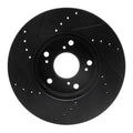 R1 06-15 Honda Civic Front Right Drilled & Slotted Black Brake Rotor