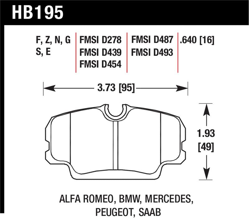 Hawk 84-4/91 BMW 325 (E30) HT-10 HP+ Street Front Brake Pads