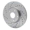 R1 06-15 Honda Civic Si Front Left Drilled & Slotted Silver Brake Rotor