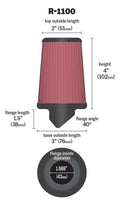 K&N Universal Rubber Filter Round Tapered 3in Base OD x 2in Top OD x 4in H - 73-78 Honda ATC90