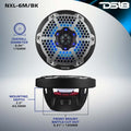 DS18 NXL-M Series Spkr w/ RGB LED Lights 6.5in 2-Way 100 Watts RMS 4 ohm Blk Grill Detached w/ Cover