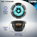 DS18 Marine Subwoofer w/ RGB Lights 12in 350 Watts RMS 4 ohm SVC |Black