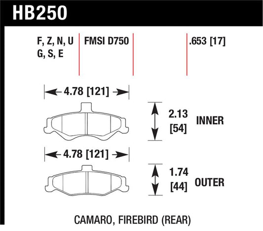 Hawk 98-02 Chevrolet Camaro 5.7L/3.8L / 98-02 Pontiac Firebird 5.7L/3.8L HPS Street Rear Brake Pads