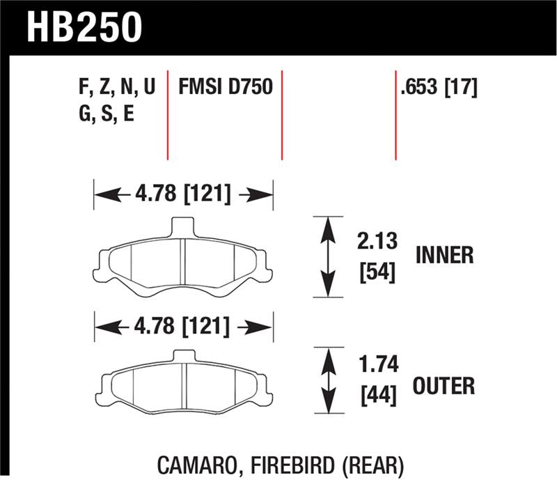 Hawk 98-02 Chevrolet Camaro 5.7L/3.8L / 98-02 Pontiac Firebird 5.7L/3.8L HPS Street Rear Brake Pads