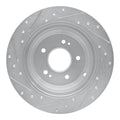 R1 18-23 Genesis G70 Rear Right Drilled & Slotted Silver Brake Rotor