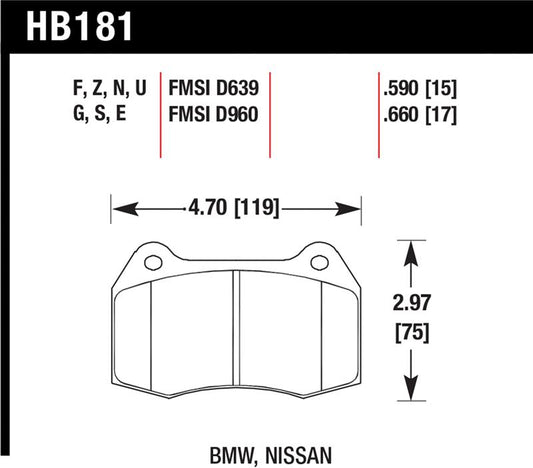 Hawk 94-97 BMW 840CI/850CI HPS Front Street Brake Pads