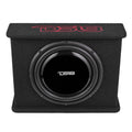 DS18 Single 12in Shallow Subwoofer and Enclosure 350 Watts RMS Amplified Sealed Black Carpet