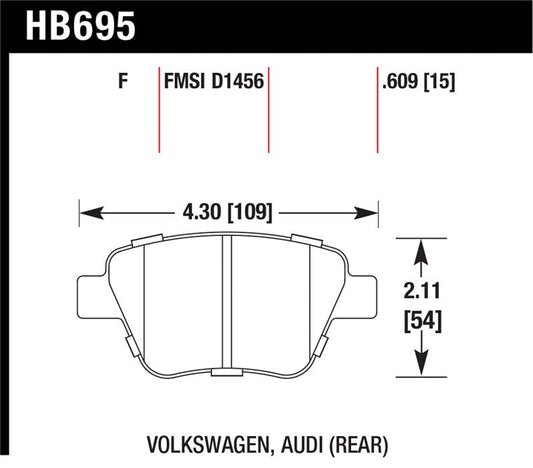 Hawk 12 Audi A3 / 11-12 VW Golf GTI/Jetta S/Jetta SE/Jetta SEL/Jetta TDI HPS Street Rear Brake Pads