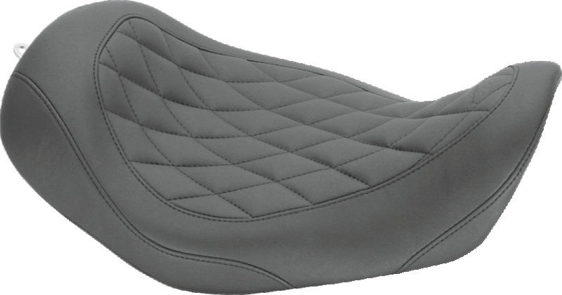 Mustang 06-17 Harley Dyna Wide Tripper Solo Seat Diamond Stitch- Black