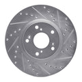 R1 06-15 Honda Civic Si Front Right Drilled & Slotted Silver Brake Rotor