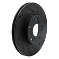 R1 06-15 Honda Civic Front Right Drilled & Slotted Black Brake Rotor