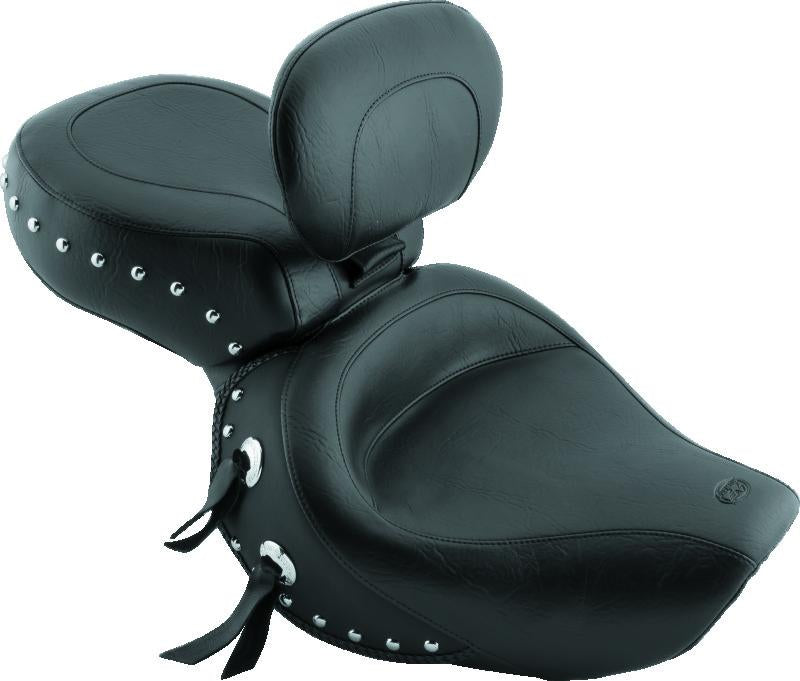 Mustang 00-08 Honda VT1100 Sabre,97-08 Spirit,87-97 Shadow Wide Touring 1PC Seat w/Studs - Black