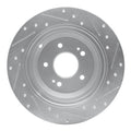 R1 18-23 Genesis G70 Rear Left Drilled & Slotted Silver Brake Rotor