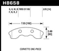 Hawk 10-11 Chevy Corvette Grand Sport / 06-08 Corvette Z06 (1 piece) Front DTC-70 Race Brake Pads