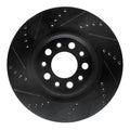 R1 2017-2025 Alfa Romeo Stelvio Rear Left Drilled & Slotted Black Brake Rotor