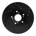 R1 06-15 Honda Civic Front Left Drilled & Slotted Black Brake Rotor