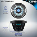 DS18 Subwoofer & Enclosure 10in 300 Watts RMS 4 ohm SVC Black w/ Covers