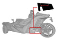 Rally Armor 15-24 Polaris Slingshot Rear Swingarm Black UR Mud Flap w/Orange Logo (MOQ 200 PCS)