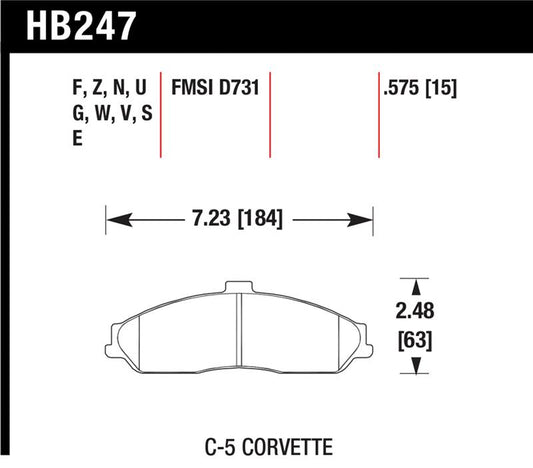 Hawk 97-06 Corvette (incl C5 Z06) HPS Street Front Brake Pads