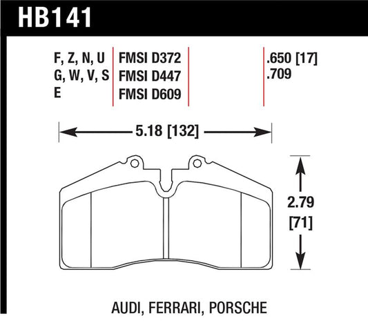 Hawk 94-96 Ferrari 456GT Rear / 91-94 Porsche 911 Rear / 94-98 Porsche 911 Front / 86-91 Porsche 928