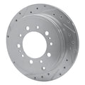 R1 17-21 Toyota Land Cruiser Rear Left Drilled & Slotted Silver Brake Rotor