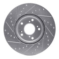 R1 06-15 Honda Civic Si Front Right Drilled & Slotted Silver Brake Rotor