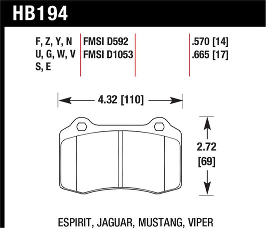 Hawk 2010 Camaro SS DTC-70 Race Rear Brake Pads