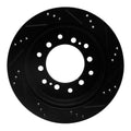 R1 2010-2024 Lexus GX460 Rear Left Drilled & Slotted Black Brake Rotor