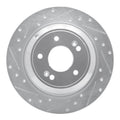 R1 18-23 Genesis G70 Rear Left Drilled & Slotted Silver Brake Rotor