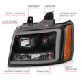 ANZO 07-14 Chevy Tahoe Projector Headlights w/ Plank Style Design Black w/ Amber