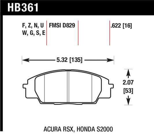 Hawk 2002-2006 Acura RSX Type-S HPS 5.0 Front Brake Pads