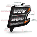 ANZO 15-20 Chevy Tahoe/Suburban LED Light Bar Style Headlights Black w/Sequential w/DRL w/Amber