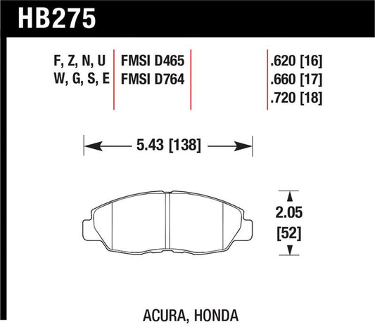 Hawk 98-00 Civic Coupe Si / 01-06 Civic DX EX GX HX LX HP+ Street Front Brake Pads