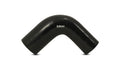 Vibrant 3in ID x 3.5in ID x 4in Long Gloss Black Silicone 90 Degree Transition Elbow