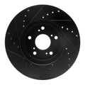 R1 04-14 Acura TSX Front Right Drilled & Slotted Black Brake Rotor