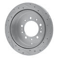 R1 17-21 Toyota Land Cruiser Rear Left Drilled & Slotted Silver Brake Rotor