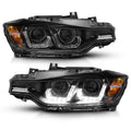 ANZO 2012-2015 BMW 3 Series Projector Headlights w/ U-Bar Black