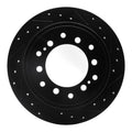 R1 10-24 Lexus GX460 Rear Right Drilled & Slotted Black Brake Rotor